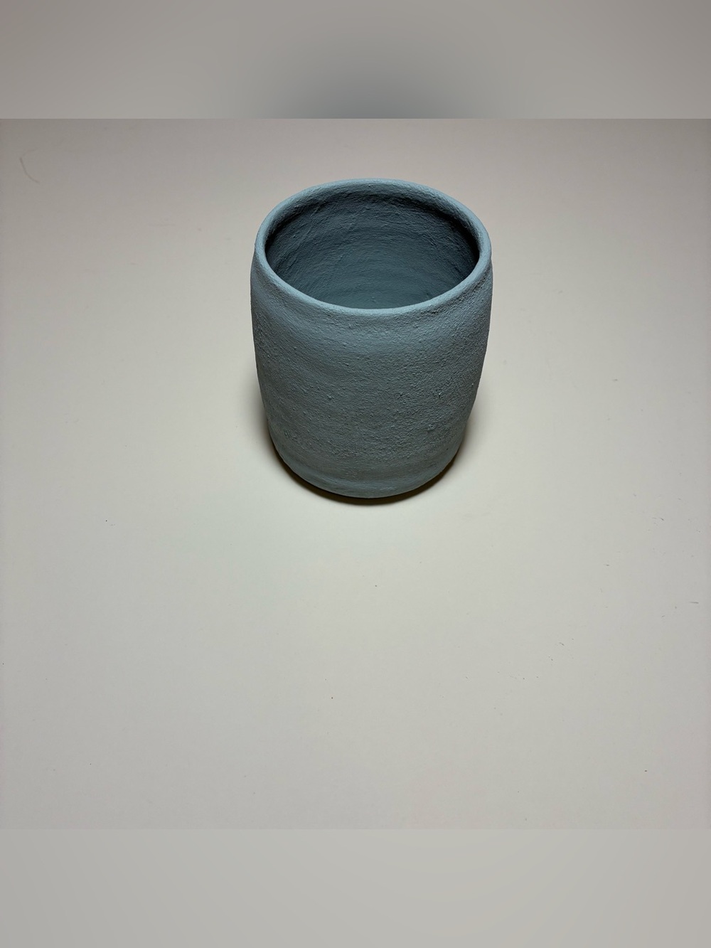 Handmade Repurposed Blue Ceramic Container Acrylic Painted Modern Decor Vase Pot